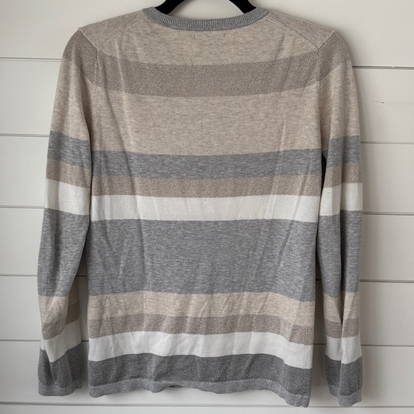 Tommy Hilfiger Gray and Beige V-Neck Sweater - Picture 3 of 4